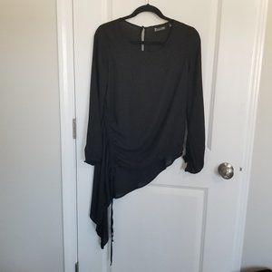 Sheer side-ruched black top